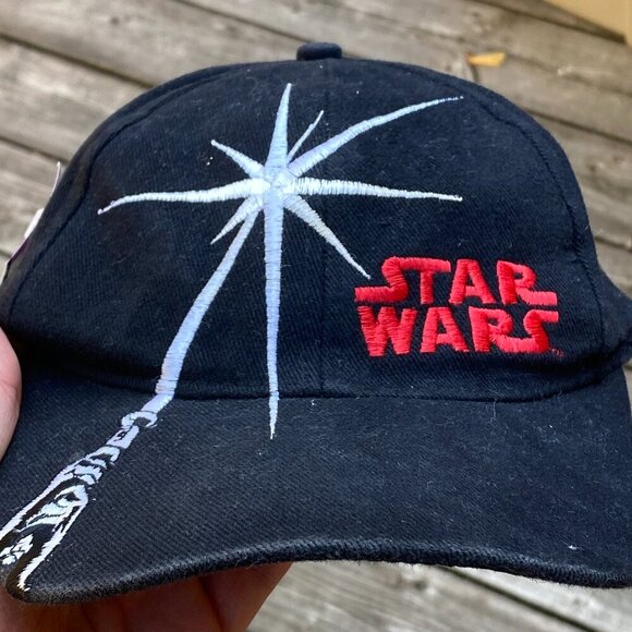 Vintage 1996 Star Wars Embroidered Baseball Hat Cap Black Red - Picture 2 of 6